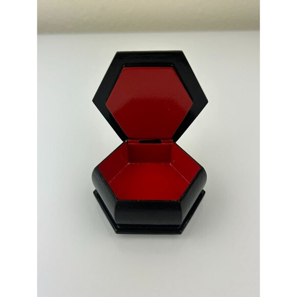 Artist Signed Russian Black Lacquer Trinket Box Hexagon Boy Donkey Pony READ - Picture 9 of 15